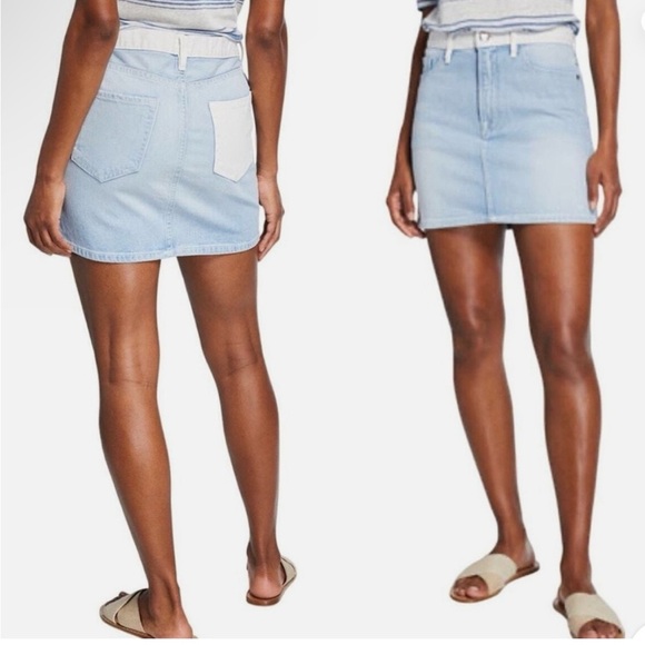 Frame Denim Light Blue/White Union Le Mini Skirt Two Toned Size 30 - Picture 1 of 6